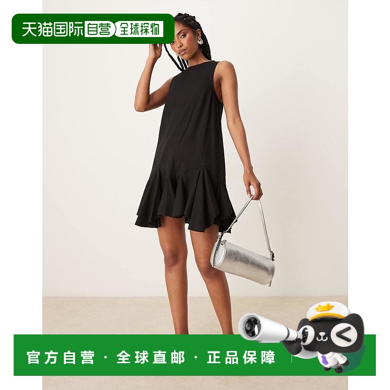 1h可退 香港直邮ASOS 女士 设计无袖全三角形下摆连体衣(黑色)