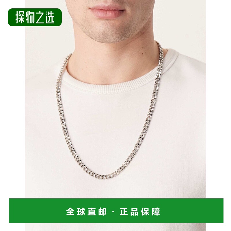 香港直邮ASOS 男士 设计锁链项链(银色) metal金属色 舒适时尚