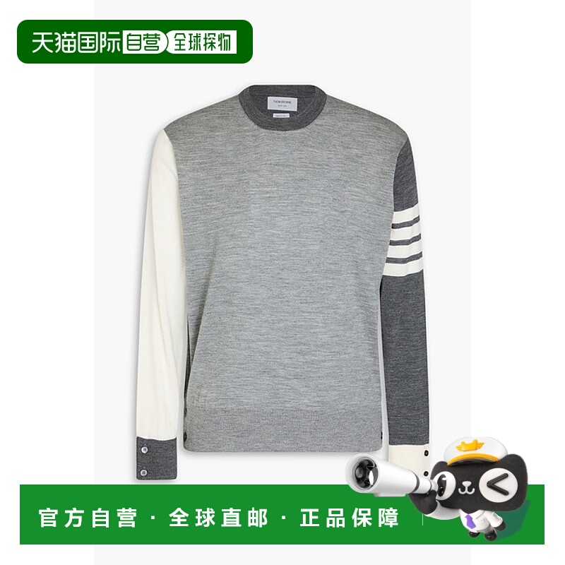 1h可退 香港直邮Thom Browne 汤姆·布朗 男士 条纹拼色羊毛毛衣