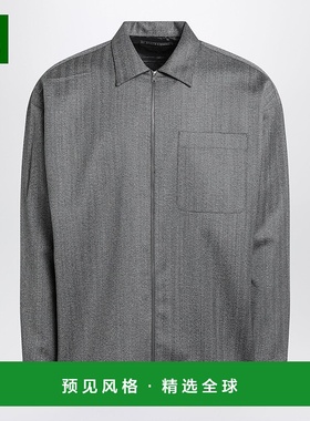 香港直邮Prada 普拉达 男士 灰色羊毛衬衫式拉链衬衫 SC824OOO15O