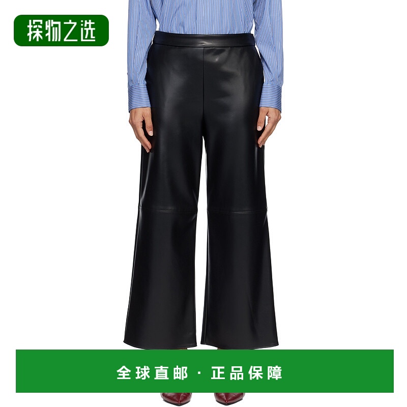 香港直邮MaxMara 麦斯玛拉 女士 黑色 Amati 合成皮革长裤 252978