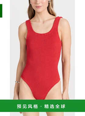 1h可退 香港直邮HUNZA G 女士 覆盖方形连身连体泳衣 red红色 舒