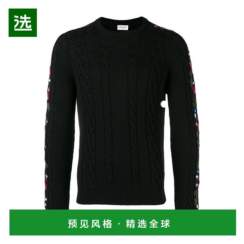 香港直邮Saint Laurent 花卉嵌花针织毛衣 529832YA2TE羊毛长袖