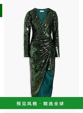 1h可退 香港直邮Simkhai 女士 Emersyn 褶皱珠片薄纱中长连衣裙 6