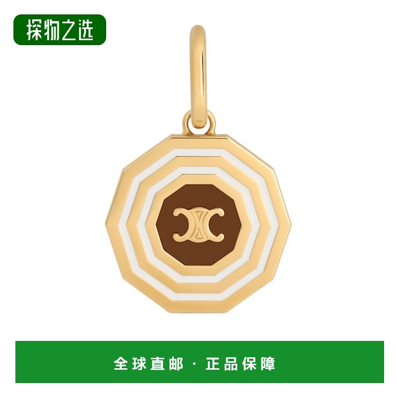 香港直邮Celine CELINE TRIOMPHE金色饰面十边形徽章挂饰 B103A6A