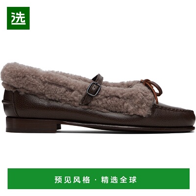 1h可退 香港直邮Hereu 女士 棕色 Lorea Curly Shearling 玛丽珍