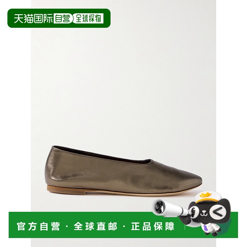 1h可退 香港直邮Staud 女士 Alba 金属感皮质芭蕾舞鞋 F24F3005MC