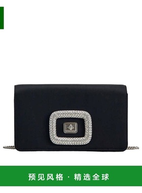 香港直邮Roger Vivier 黑色徽标翻盖迷你单肩包 RBWAOGC0100RS0