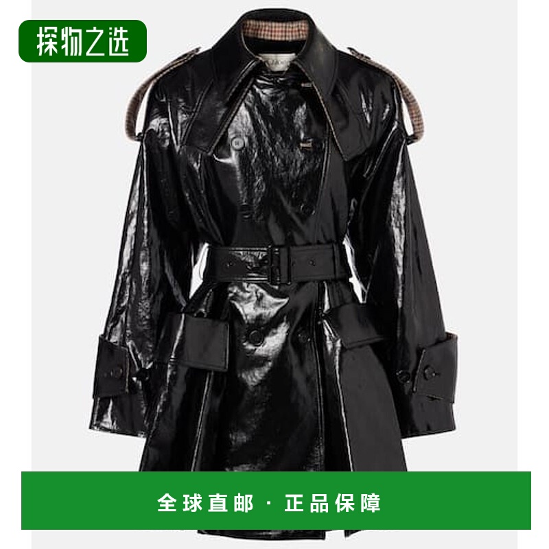 香港直邮Chloe 蔻依 女士 束带双排扣亚麻大衣 black黑色 舒适时