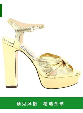 香港直邮Jimmy Choo 徽标高跟凉鞋 HELOISE120ZWVGOLD