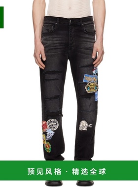 1h可退 香港直邮AMIRI 男士 黑色 Station Patch Repair Slim 牛