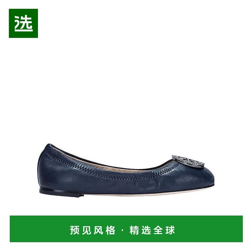 香港直邮Tory Burch 海军蓝色平底芭蕾鞋 46084一脚蹬