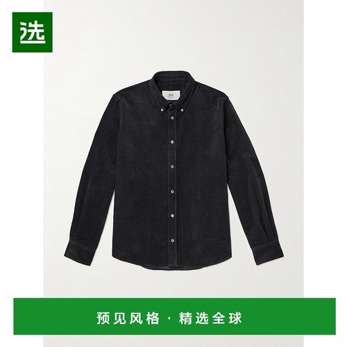 香港直邮Ami Paris 男士 ADC 领尖带扣式Logo刺绣棉质灯芯绒衬衫