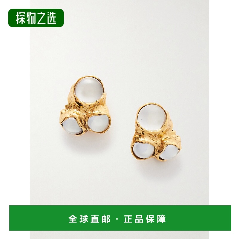 香港直邮Saint Laurent 圣罗兰 女士 镀金树脂夹式耳环 837775Y15