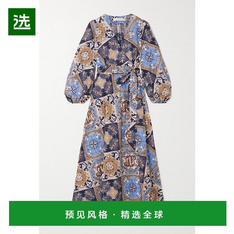 1h可退 香港直邮ZIMMERMANN 女士 Alight 束带印花棉质中长缠绕式