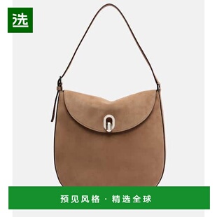 1h可退 香港直邮SAVETTE 女士 Tondo 大号绒面革肩包 beige米色