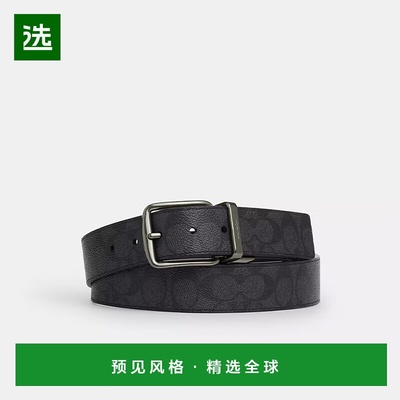 COACH蔻驰MODERN HARNESS CTS品牌标识牛皮皮带男款黑色宽3.8cm