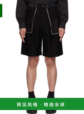 1h可退 香港直邮Feng Chen Wang 男士 黑色 Deconstructed Patchw