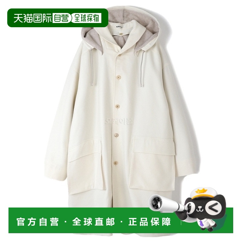 韩国直邮AURALEE 浅色麦尔登连帽衬里大衣（A23AC01LM 象牙色）