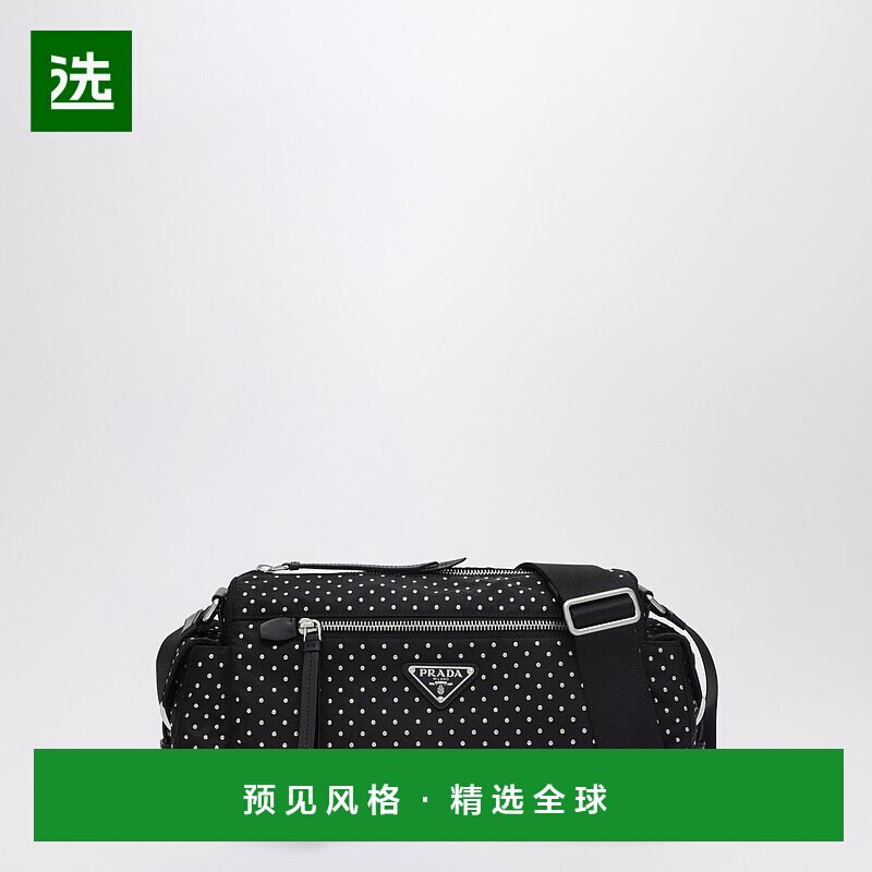 1h可退 香港直邮Prada 普拉达 女士 RE-NYLON 黑色铆钉包包 1BC23