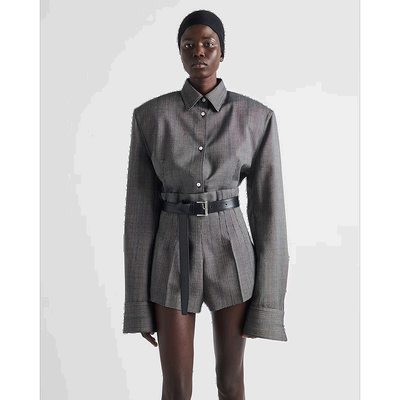 【99新未使用】香港直邮Prada 单排扣细条纹羊毛休闲夹克 P564OH1