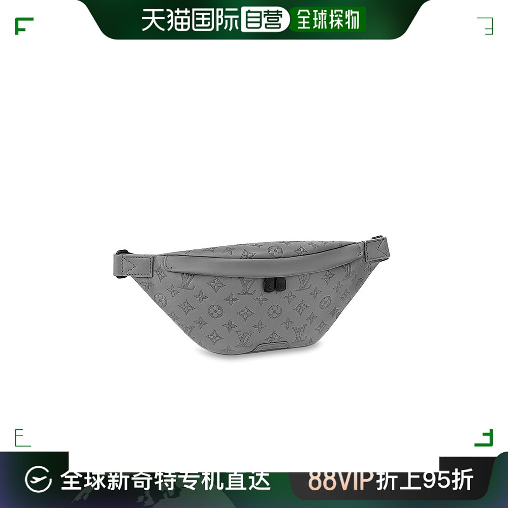 欧洲直邮Louis Vuitton/路易威登男士灰色牛皮压花老花斜挎腰包