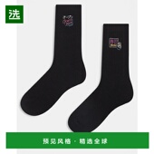 2件套 1h可退 白色 sign 设计荧光色绣花袜子 香港直邮ASOS 男士