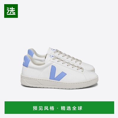欧洲直邮VEJA Urca系列白色/水蓝色棉制仿皮V标识运动鞋 男女