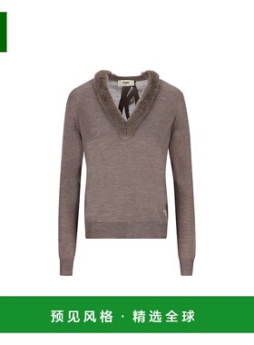 香港直邮Fendi 芬迪 女士 V 领后绑带套头衫 FZXC82ATPE羊毛