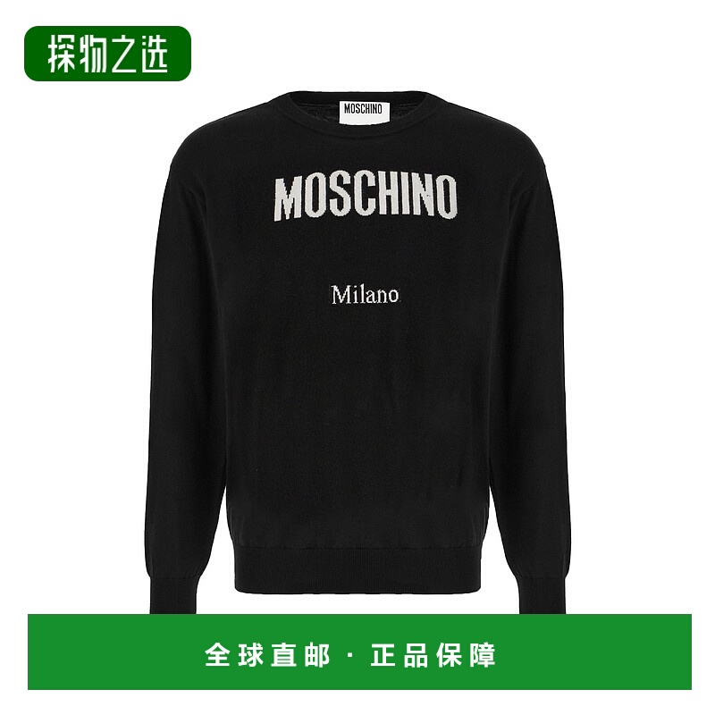 1h可退 香港直邮Moschino 莫斯奇诺 男士 黑色尼龙混纺毛衣 09315