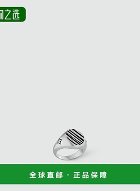 1h可退 欧洲直邮LV路易威登 男士银色/黑色925银戒指时尚高级感