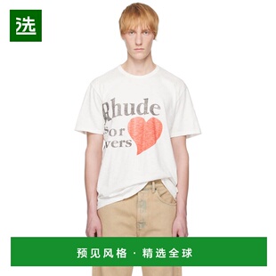 1h可退 香港直邮Rhude 男士 白色 Slub Lovers T 恤 RHSS25TT2401