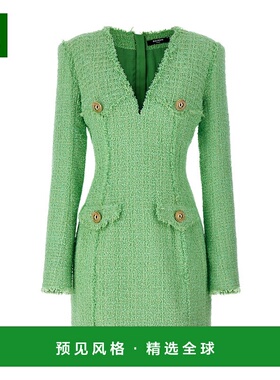 香港直邮Balmain V领连衣裙 CF1R9103XF91包臀裙