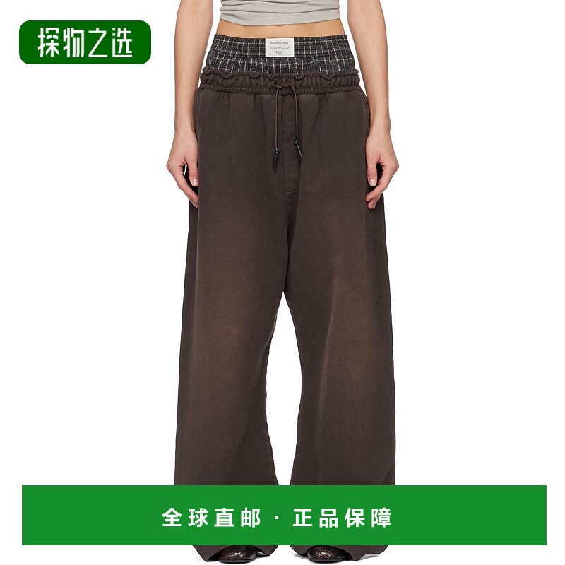 香港直邮Acne Studios 艾克妮 女士 棕色 Layered Logo 长裤 CK01