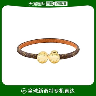 Vuitton路易威登花皮手链金色金属饰面棕色帆布 欧洲直邮Louis