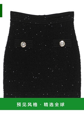 香港直邮Balmain 巴尔曼 女士 纽扣缀饰A字裙半身裙 FF1LB015KI74