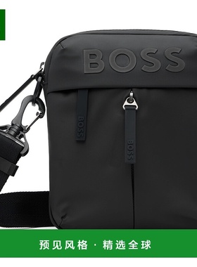 1h可退 香港直邮BOSS 波士 男士 黑色 Faux-Leather Reporter 斜