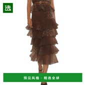 美国直邮 Cynthia Rowley 1h可退 真丝欧根纱荷叶边中长裙 女