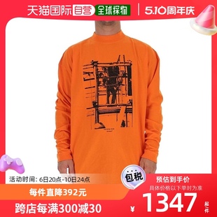 T恤 香港直邮Off White 橙色长袖 OMAB032F19185007潮流圆领