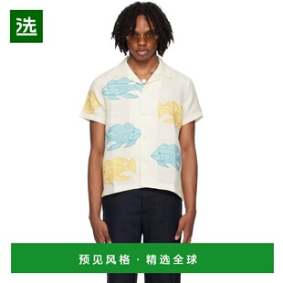 1h可退 香港直邮Bode 男士 灰白色 Piscine Appliqué 衬衫 MRS24