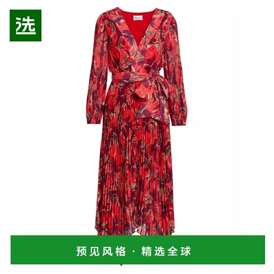 1h可退 【美国直邮】MILLY女士连衣裙 V领长袖中长款修身时尚 优