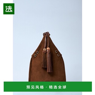 1h可退 香港直邮Miu Miu 缪缪 女士 流苏绒面革手提包 5BA2952CSS