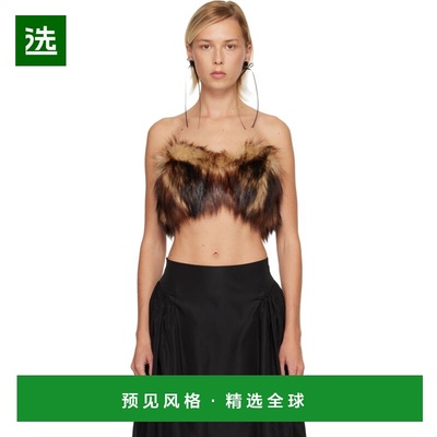1h可退 香港直邮Simone Rocha 蒙娜·罗莎 女士 棕色人造毛皮抹胸