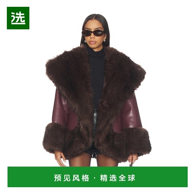 1h可退 香港直邮Weworewhat 女士 x 茧形人造皮草夹克 WWJ6702