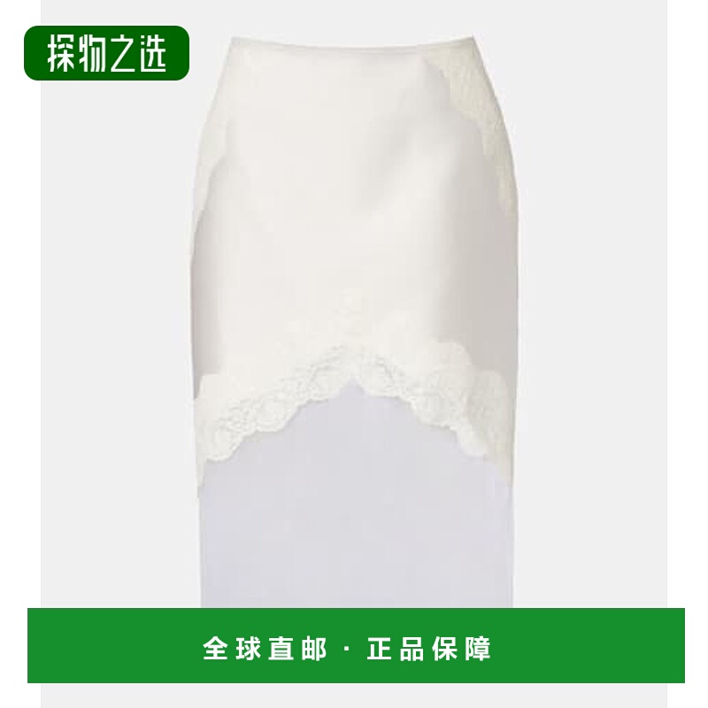 香港直邮Jil Sander 吉尔·桑达 女士 蕾丝边缎面中长半身裙