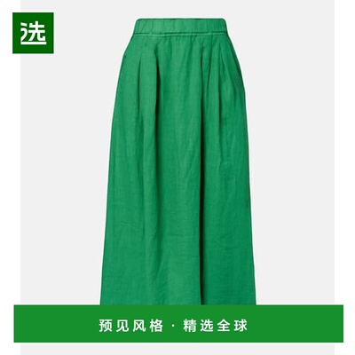 1h可退 香港直邮Velvet 女士 Linda 亚麻长款半身裙 green绿色 舒