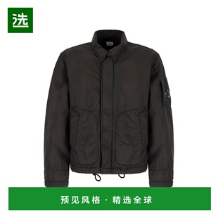 付款1h内可退 香港直邮cp company 男士 synthetic 黑色皮革夹克