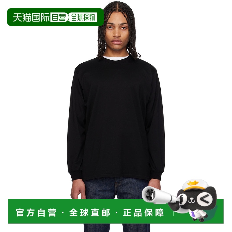1h可退 香港直邮AURALEE 男士 黑色 Luster Plaiting L/S T 恤 A0