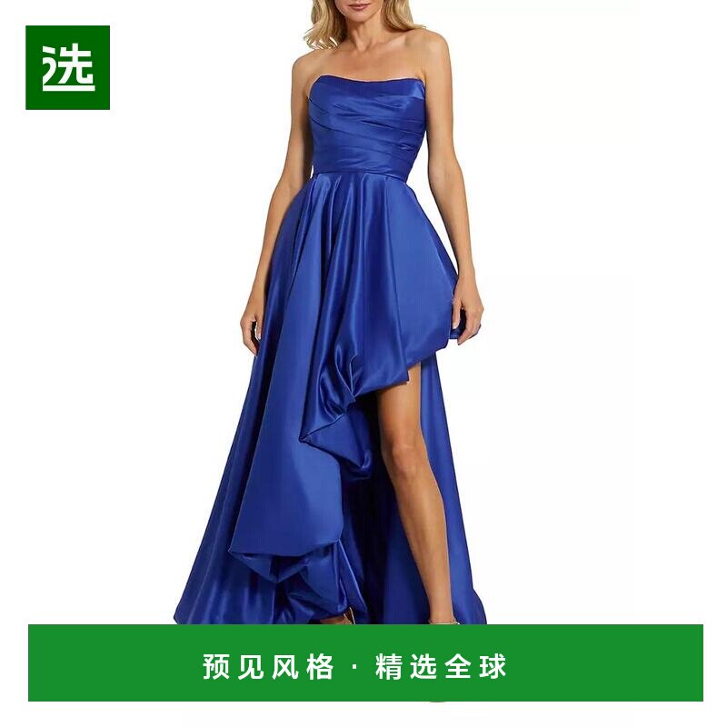 1h可退 【美国直邮】Mac Duggal|露肩高低缎面礼服连衣裙长裙
