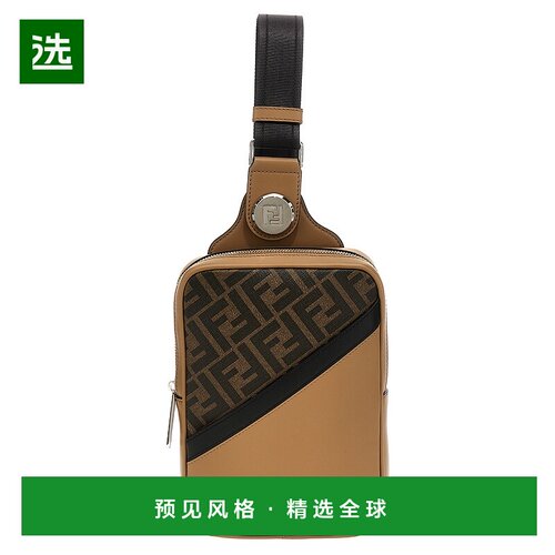 1h可退 香港直邮Fendi 芬迪 男士 斜挎腰包 7VZ085ARMD brown棕色